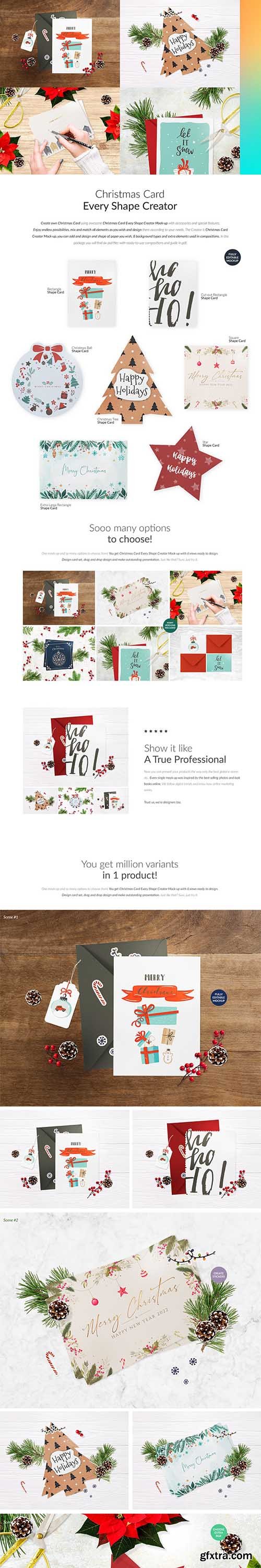 CreativeMarket - Custom Shape X-mas Card Mock-up 6628897