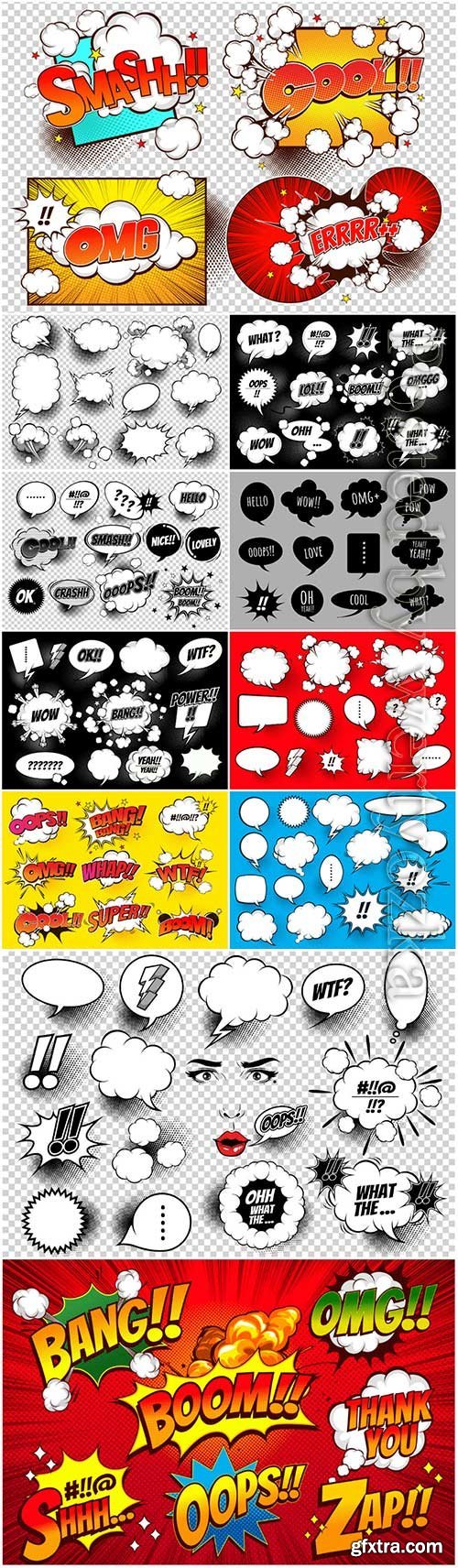 Comic bubbles vector set collection, illustration