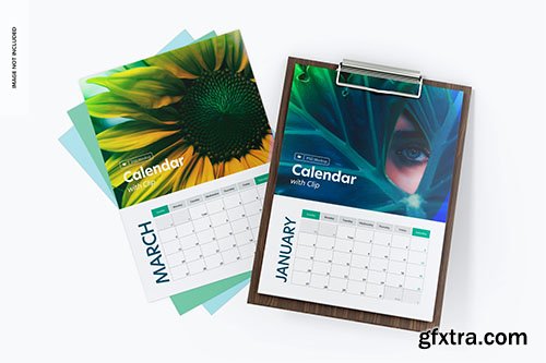 Calendars with clip mockup