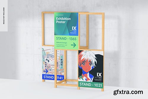 Wooden frames exhibition poster mockup