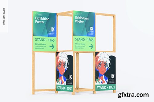 Wooden frames exhibition poster mockup