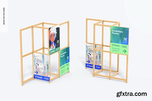 Wooden frames exhibition poster mockup