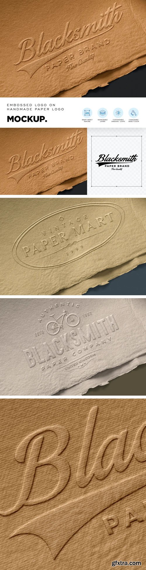 Embossed Paper Logo PSD Mockup Template