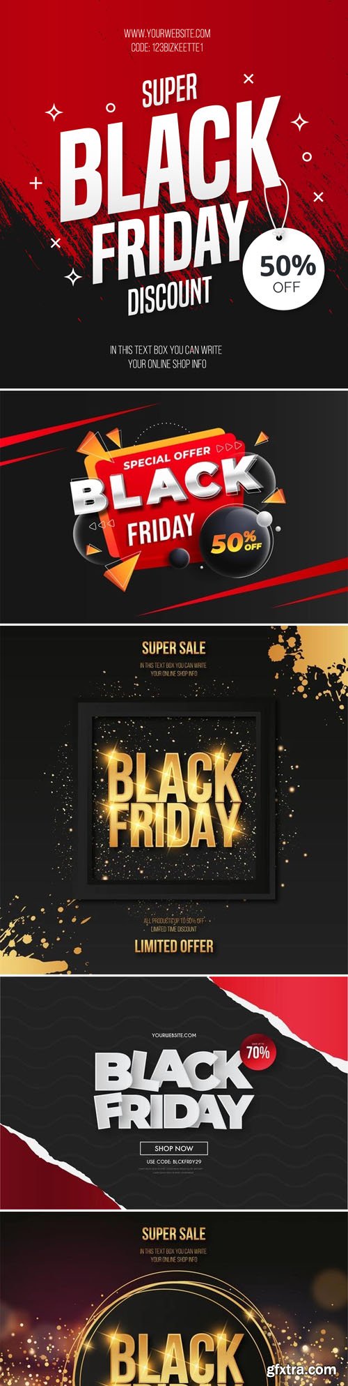 Black Friday Sale Backgrounds Vector Design Collection