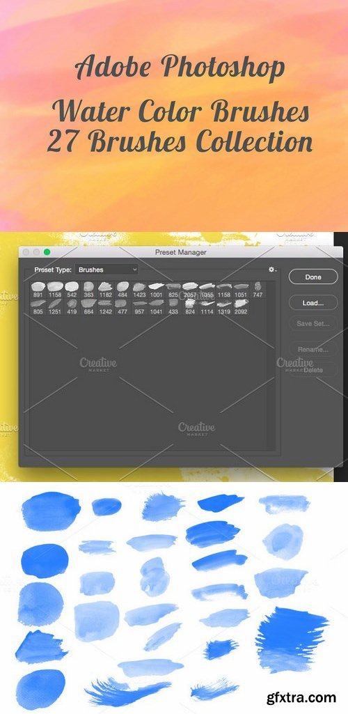 Water Color 27 Brushes for Photoshop