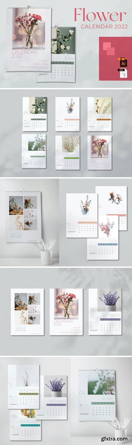 Calendar flower 2022 A3