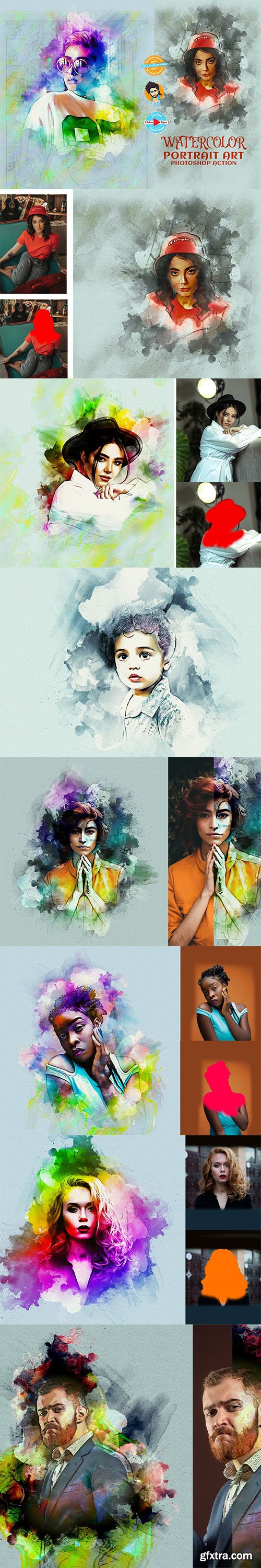 CreativeMarket - Watercolor Portrait Art 6510097