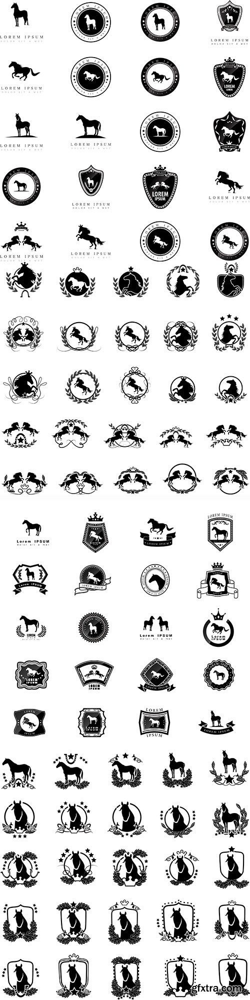 Horse logo vector set