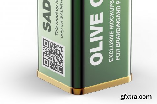 Olive Oil Tin Can w Cap Mockup