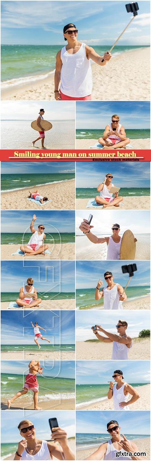 Smiling young man on summer beach