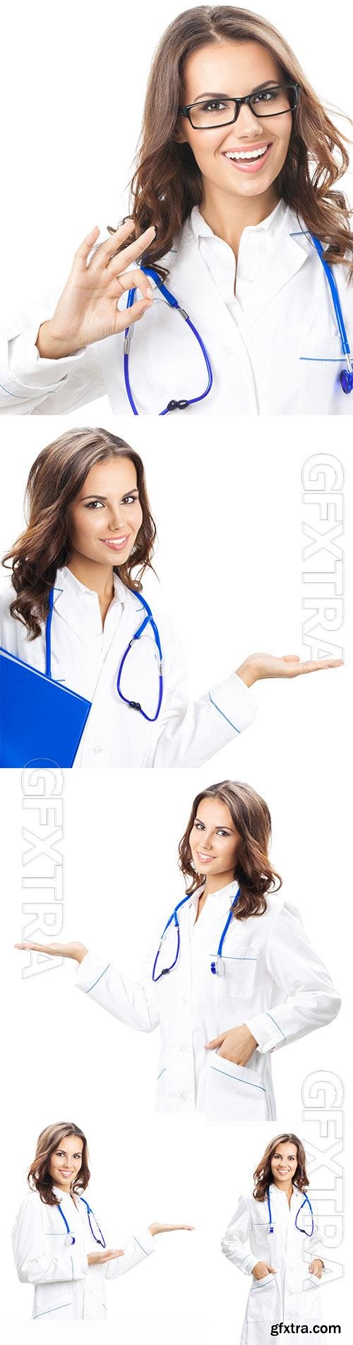 Woman doctor in different poses