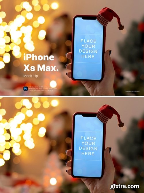 Mockup Christmas Edition: Phone on woman\'s hand