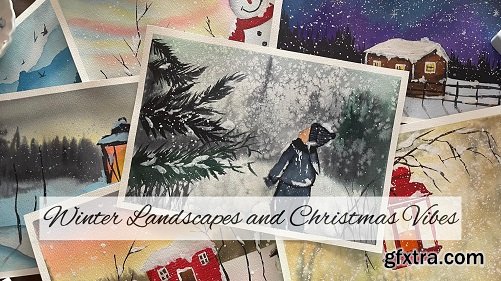 30 Day Watercolor Challenge - Winter Landscapes and Christmas Vibes.