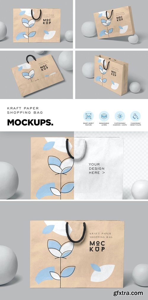 Kraft Paper Shopping Bag Mockups