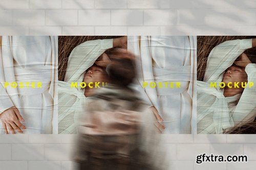 Wrinkled Posters Mockup Scene