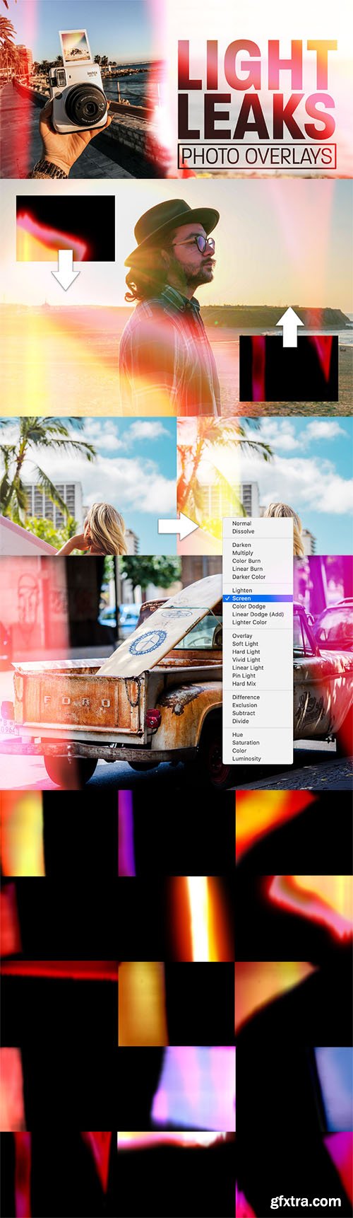 15 Light Leaks Photo Overlays