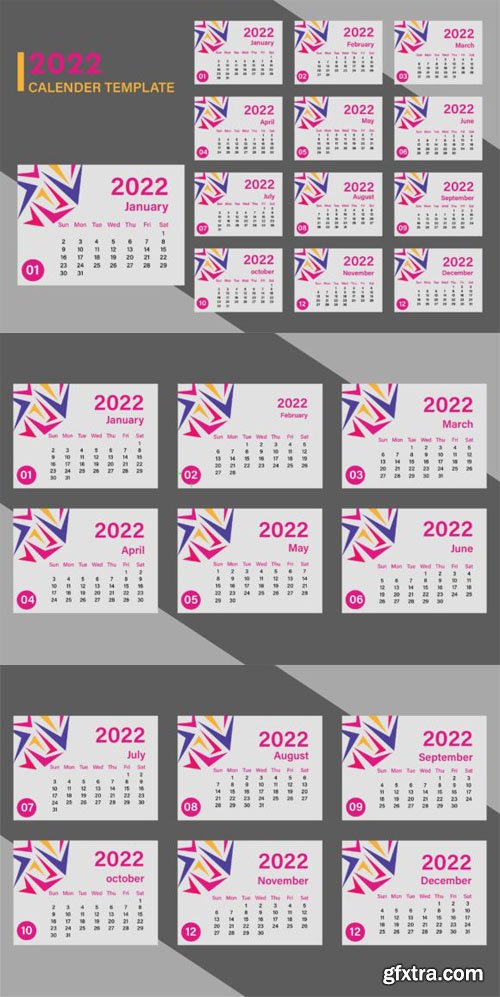 Desk Calendar 2022 Vector Design Templates