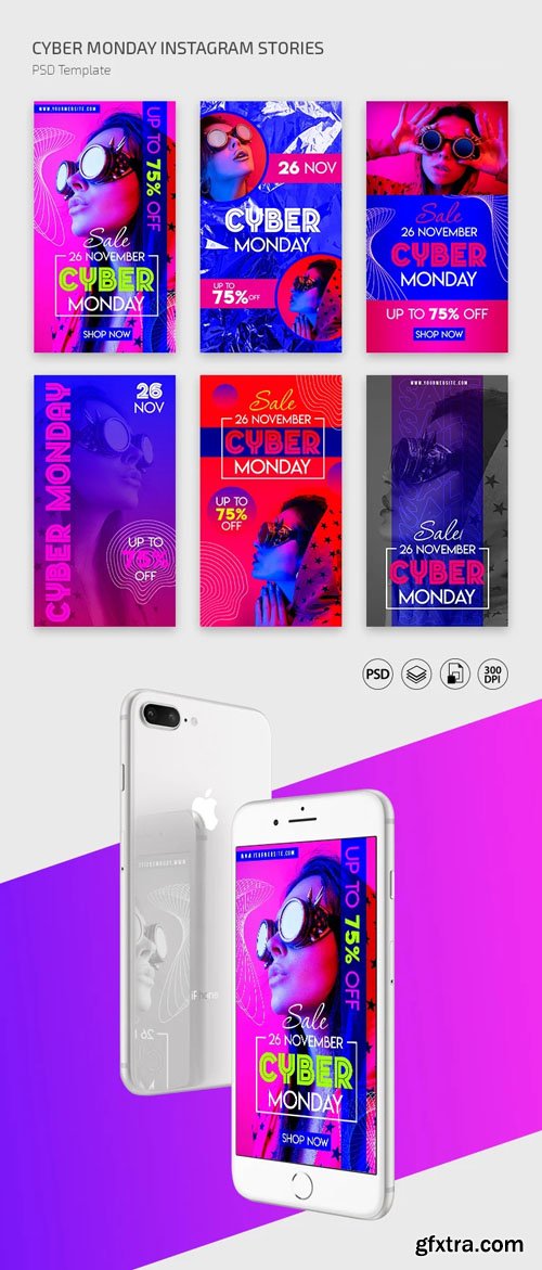 6 Cyber Monday Instagram Stories PSD Templates