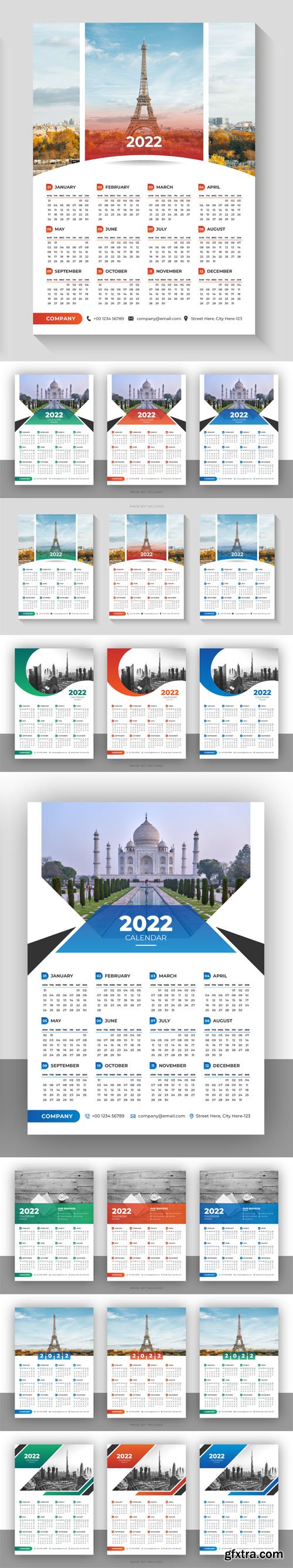 18 Calendars for 2022 Vector Design Templates