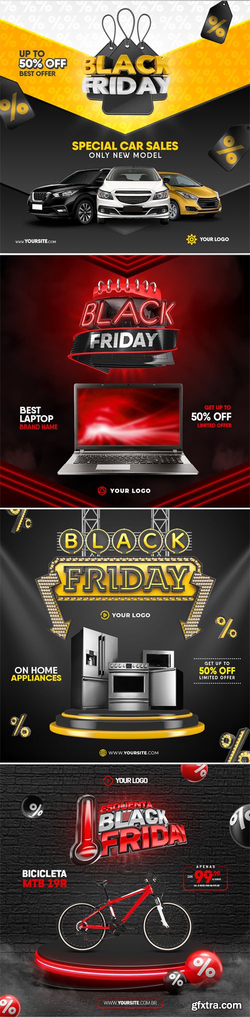 Black Friday Social Media Posts - 3D Render PSD Templates