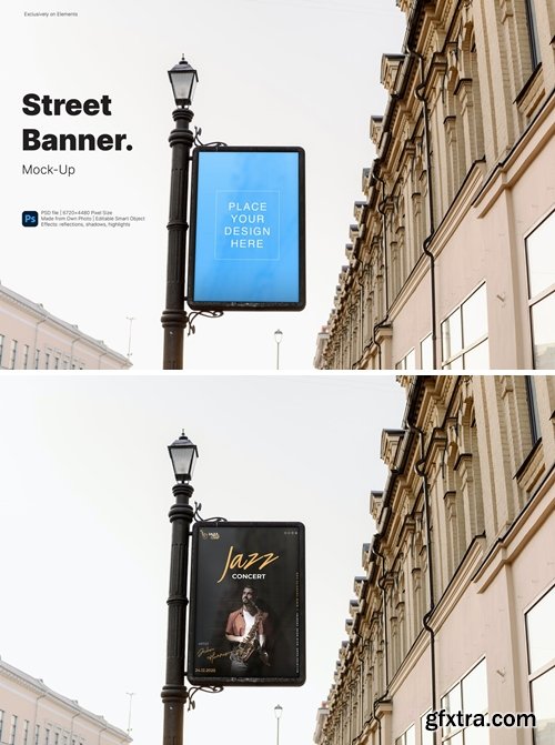 Street Banner Lightbox Poster Mockup