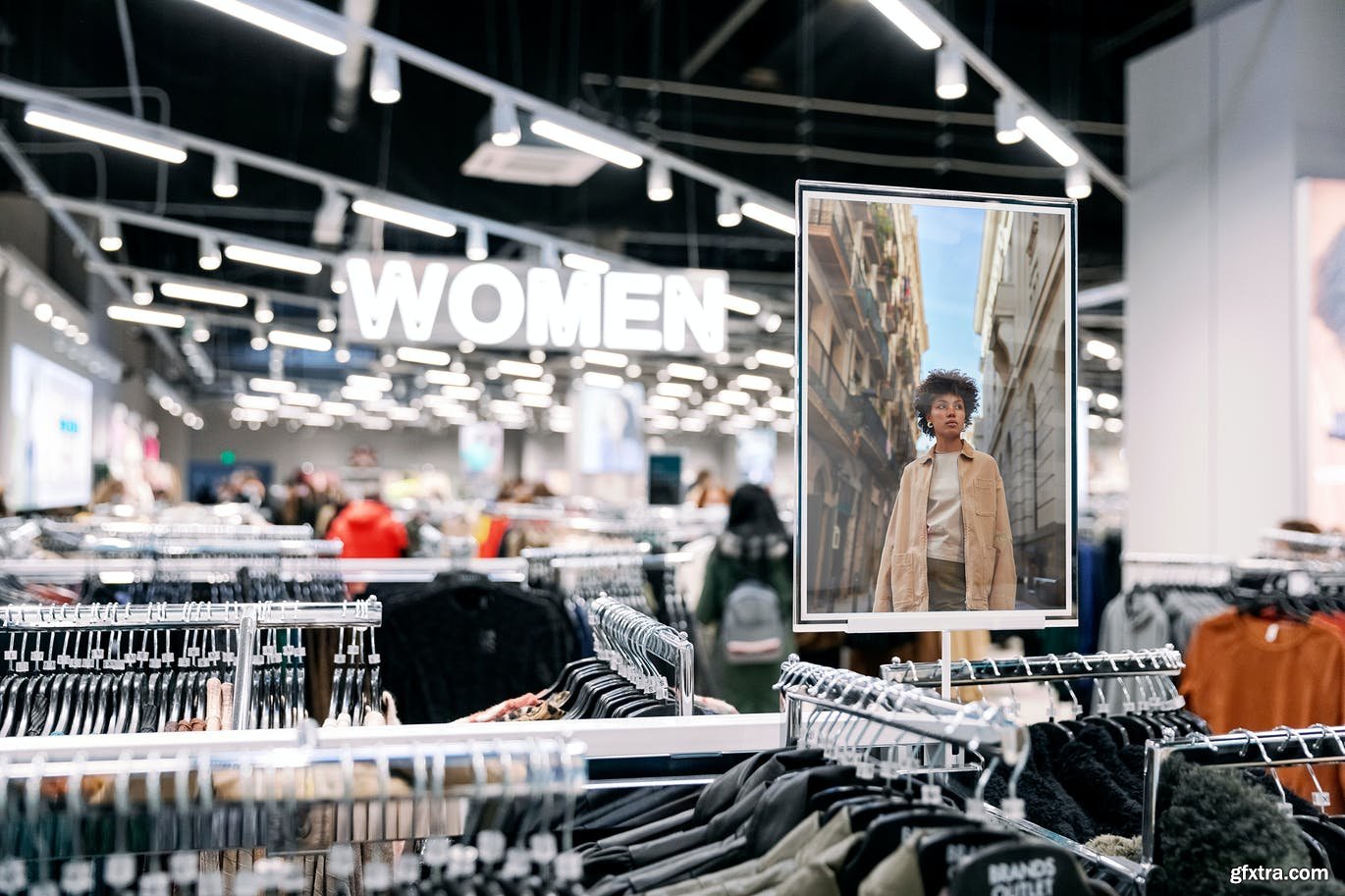 Women Clothes Brand Store Rack Stand Mock-Up » GFxtra