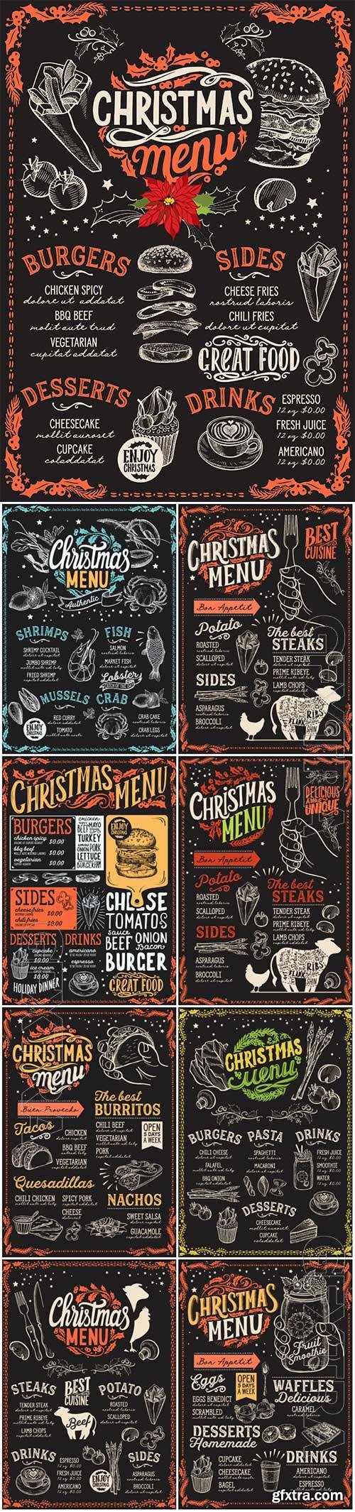 Vintage christmas menu in vector