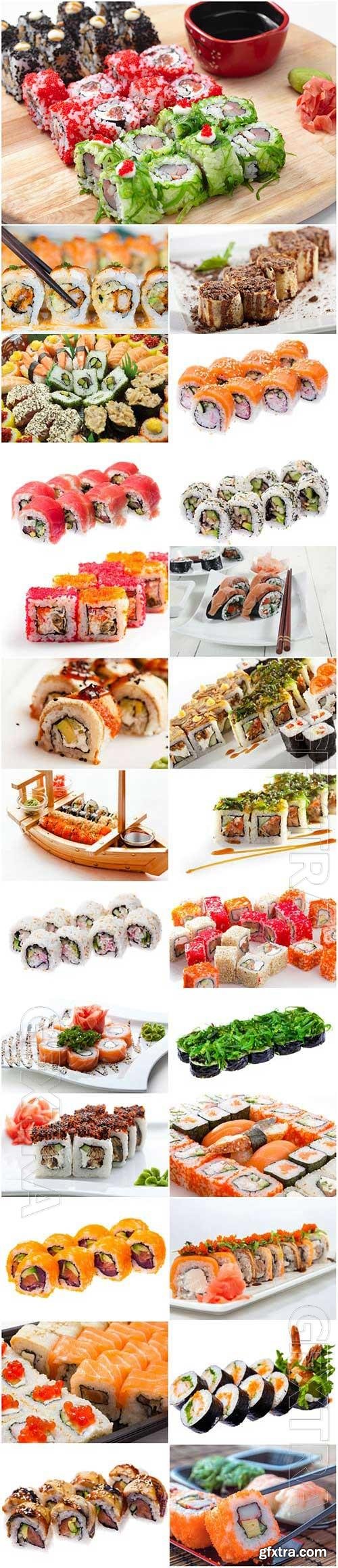 Sushi on white background stock photo