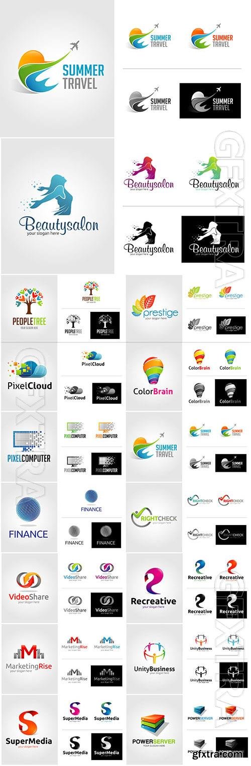 Business logos for companies, badges set in vector