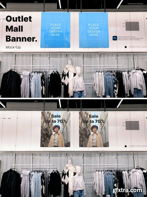 Clothes shop outlet banner Mockup