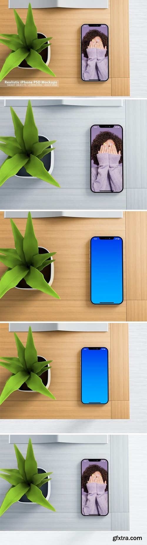 Realistic iPhone Pro on Table PSD Mockups