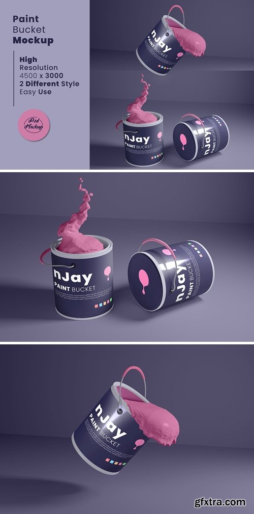 Realistic paint bucket logo mockup