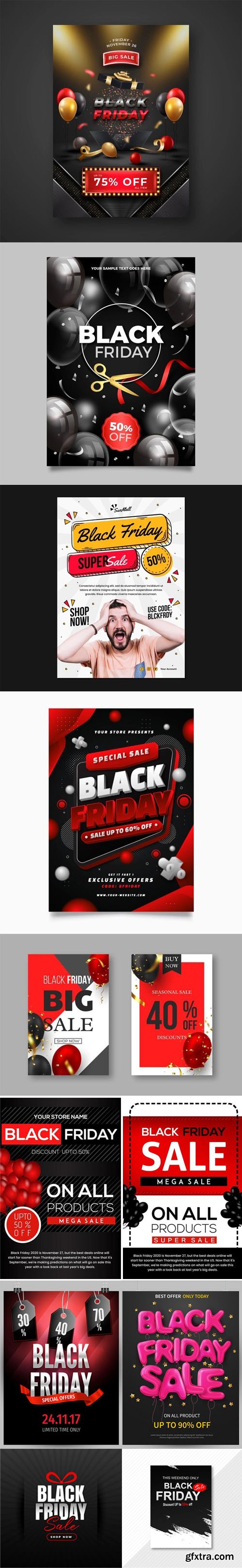 12 Black Friday Posters Vector Design Templates