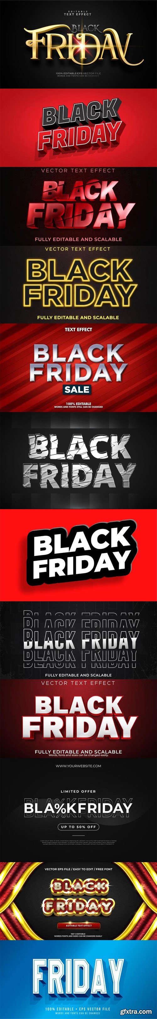 12 Black Friday Vector Text Effects Templates