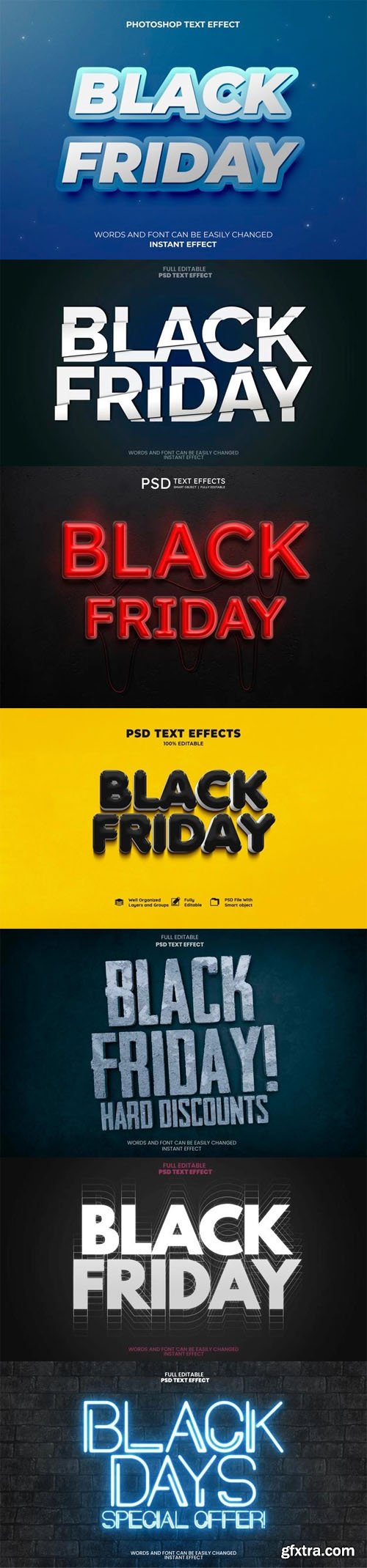 7 Black Friday Text Effects PSD Templates