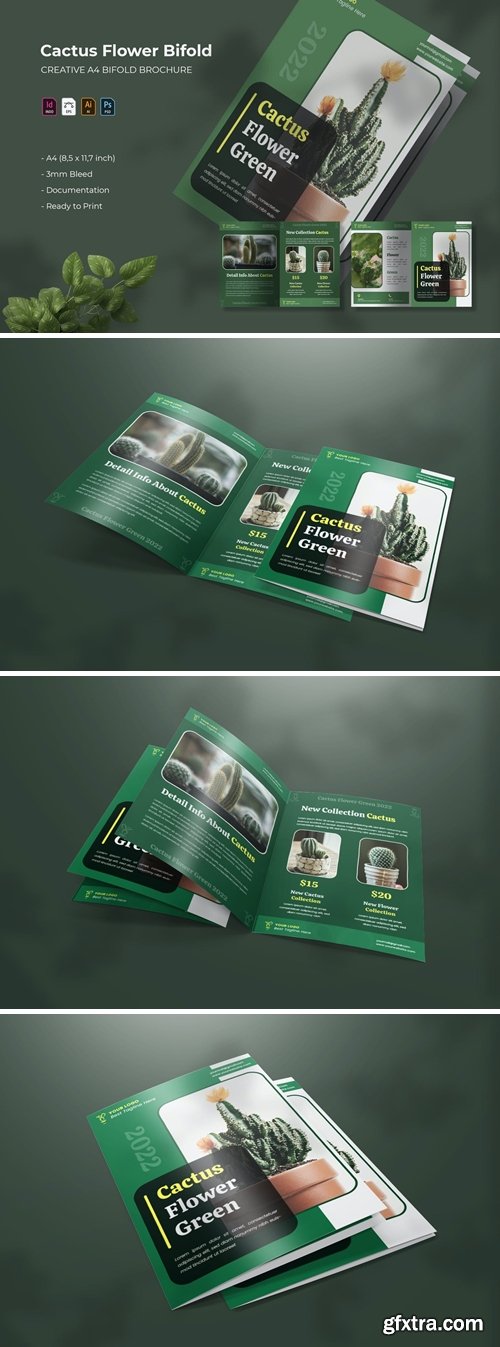 Cactus Flower Green | Bifold Brochure