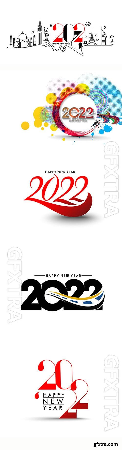 Happy new year 2022 text typography vector design