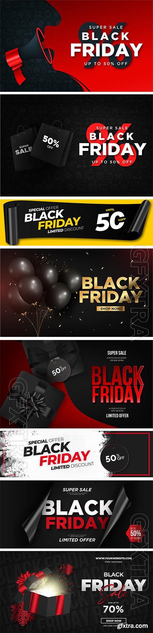 Black friday sale with 3d vector realistic elemens