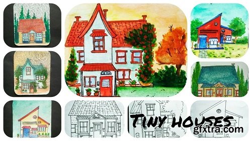 Drawing tiny houses in watercolor