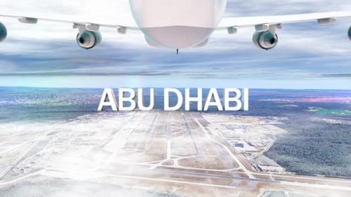 Videohive - Commercial Airplane Over Clouds Arriving City Abu Dhabi - 34924452 - 34924452