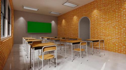 Videohive - New normal classroom and spacing of tables and chairs to prevent - 34925068 - 34925068
