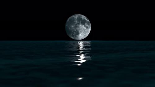 Videohive - Low, big moon over the waves of the sea at night - 34927353 - 34927353