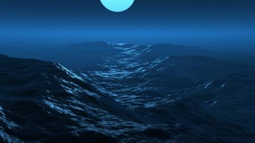 Videohive - Huge moon and storm in the ocean or sea - 34927358 - 34927358