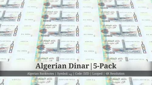 Videohive - Algerian Dinar | Algeria Currency - 5 Pack | 4K Resolution | Looped - 34934063 - 34934063