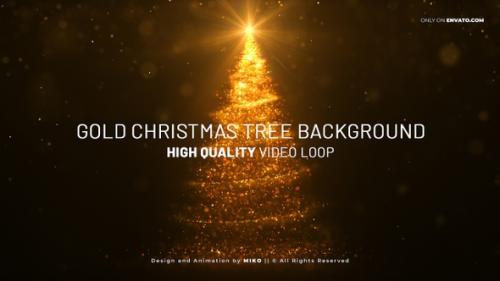 Videohive - Gold Christmas Tree Background - 34935072 - 34935072