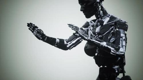 Videohive - Scifi Robot Woman Animation in the Digital World of the Future - 34858763 - 34858763