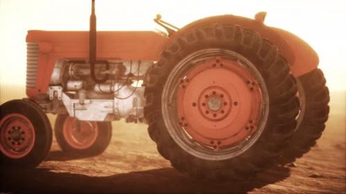 Videohive - Vintage Retro Tractor on a Farm in Desert - 34858956 - 34858956