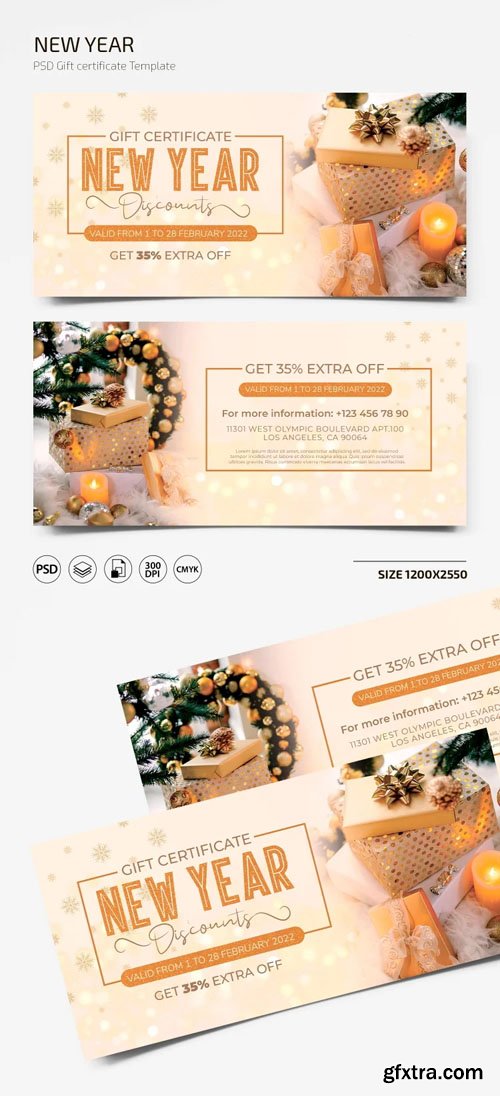 Gift Certificate PSD Templates for New Year 2022