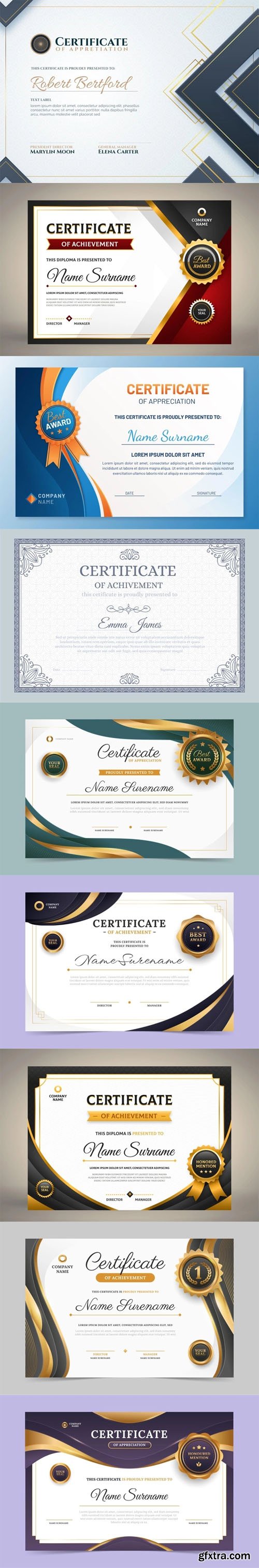 9 Modern Certificates Vector Design Templates