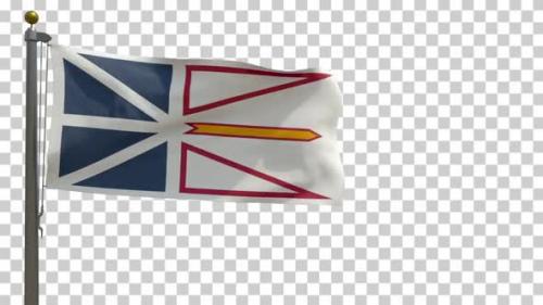 Videohive - Newfoundland and Labrador Flag (Canada) on Flagpole with Alpha Channel - 4K - 34863555 - 34863555